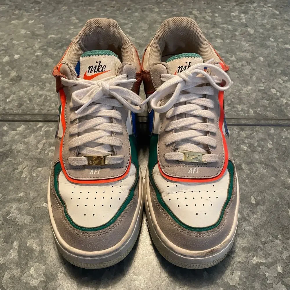 Nike Air Force 1 Low Shadow Sail Signal Blue Green Womens 10 Shoes Sneakers AF1